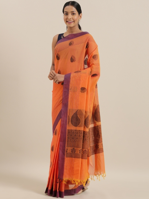 

The Chennai Silks Classicate Orange & Purple Pure Cotton Woven Design Kovai Saree