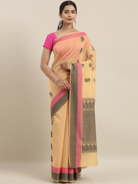 

The Chennai Silks Beige Silk Cotton Woven Design Maheshwari Saree