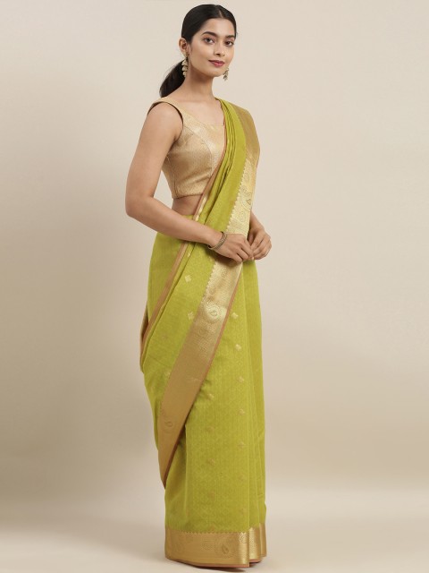 

The Chennai Silks Classicate Green Silk Cotton Woven Design Maheshwari Saree