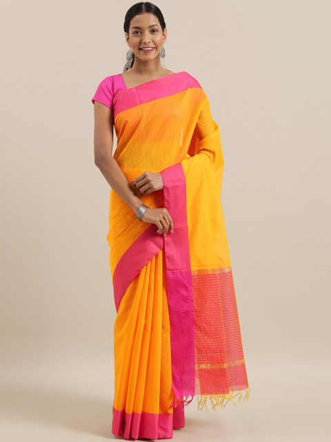 

The Chennai Silks Yellow Silk Cotton Woven Design Maheshwari Saree