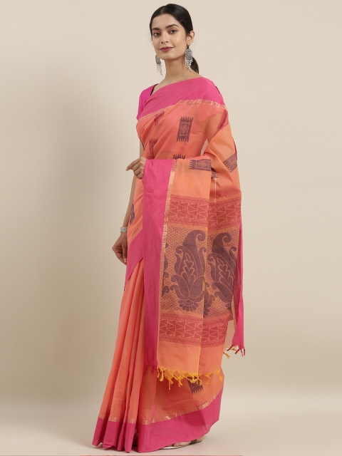 

The Chennai Silks Peach-Coloured Pure Cotton Woven Design Kovai Saree