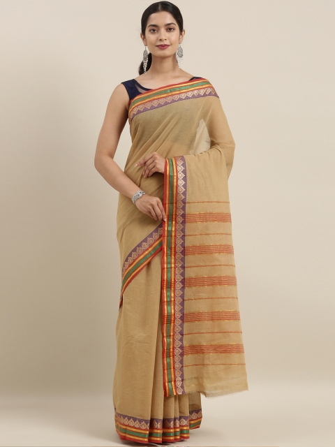 

The Chennai Silks Khaki Brown Woven Design Pure Cotton Saree