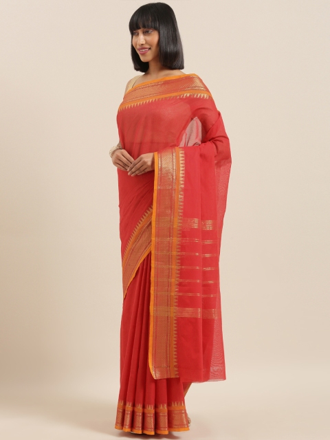 

The Chennai Silks Classicate Red Pure Cotton Solid Chettinad Saree