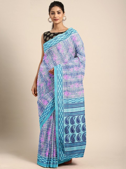 

KALINI Blue & Purple Printed Saree