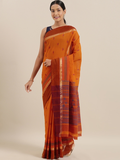 

The Chennai Silks Classicate Orange Printed Pure Cotton Saree