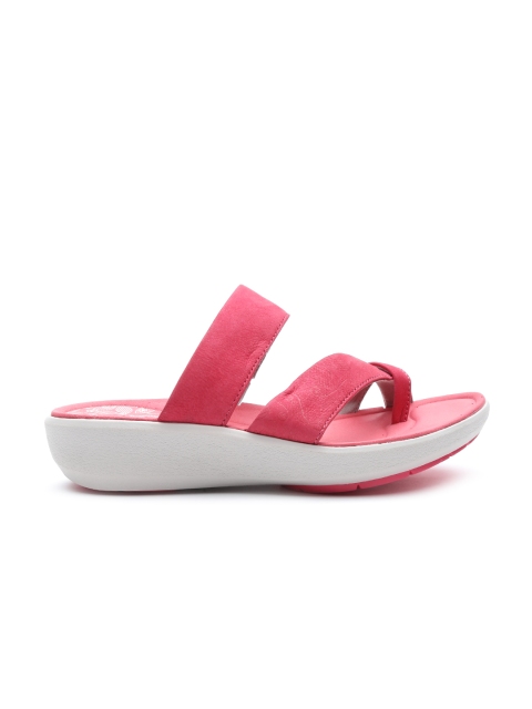 

Clarks Women Pink Wave Leather Wedges