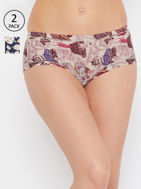 

Secrets by Zerokaata Women Pack Of 2 Assorted Printed Hipster Briefs SZPTY2044A