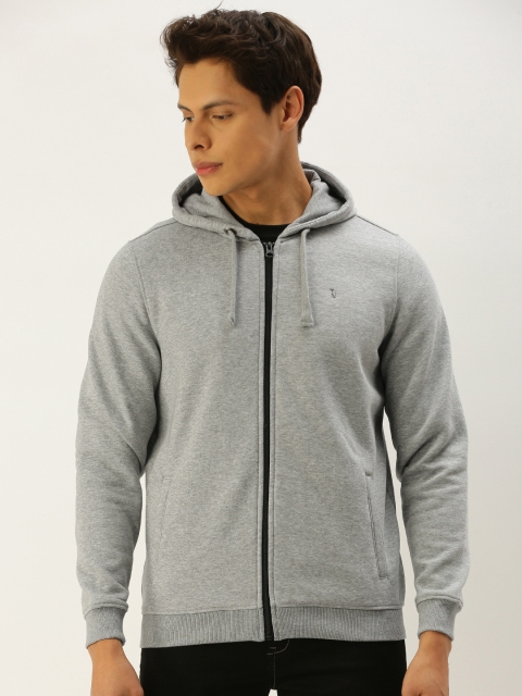 

SIMON CARTER LONDON Men Grey Solid Hooded Sweatshirt