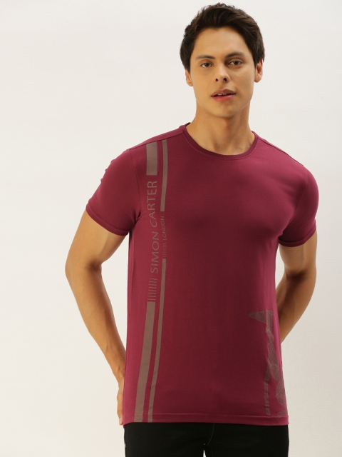 

SIMON CARTER LONDON Men Maroon Printed Round Neck T-shirt