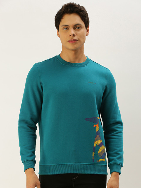 

SIMON CARTER LONDON Men Teal Blue Printed Sweatshirt