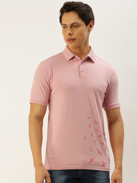 

SIMON CARTER LONDON Men Pink Bird Print Polo Collar T-shirt