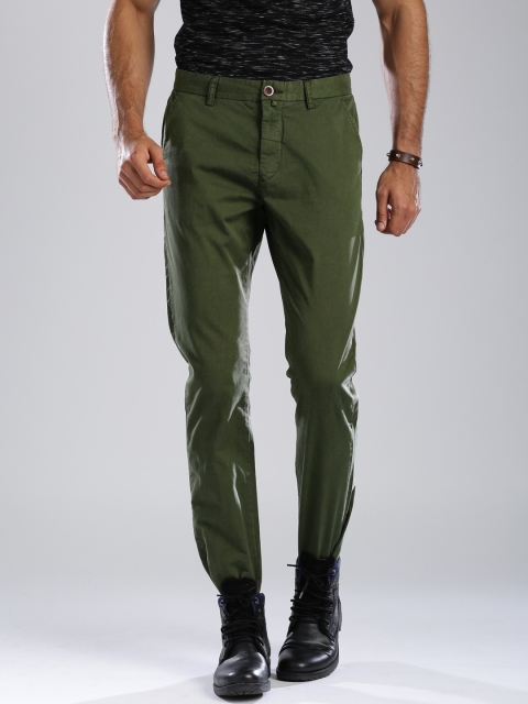 

Breakbounce Olive Green Slim Fit Chino Trousers