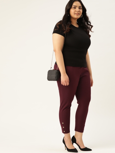 

Sztori Women Plus Size Burgundy Solid Treggings