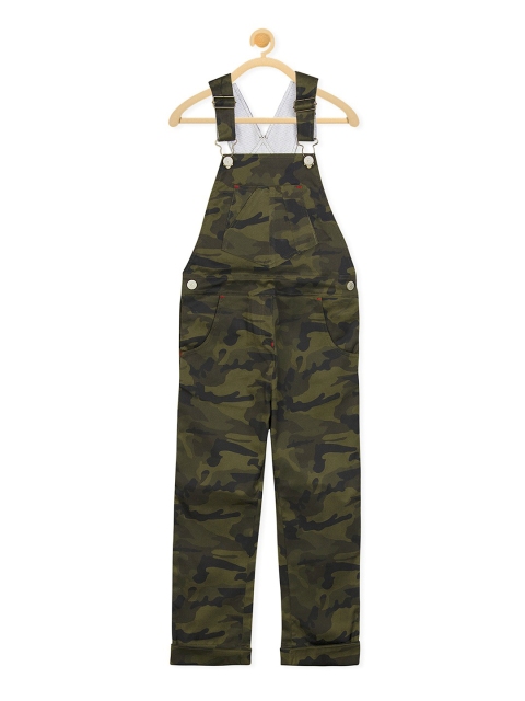 

Cherry Crumble Girls Green Camoflouge Printed Dungarees