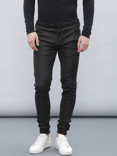 

ether Black Jogger Fit Mid Rise Clean Look Jeans