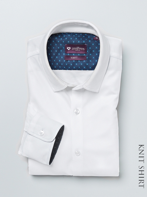 

INVICTUS White Slim Fit Knitted Shirt