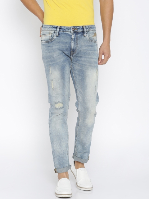 

Ed Hardy Men Blue Mid-Rise Low Distress Jeans