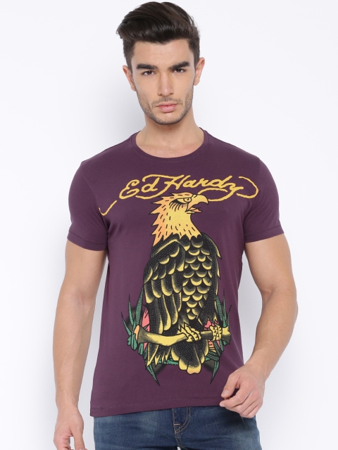 

Ed Hardy Purple Printed T-shirt
