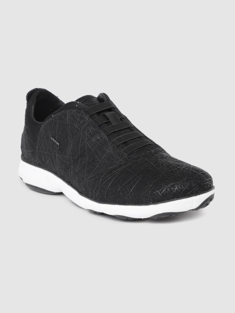 

Geox Men Black Textured Slip-On Sneakers