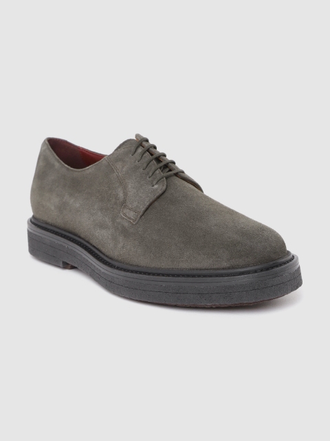 

Geox Men Charcoal Grey Solid Leather Derbys