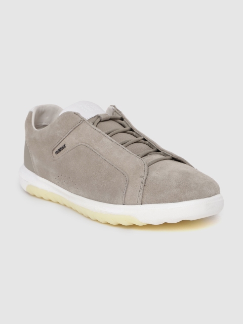 

Geox Men Grey Solid Leather Sneakers