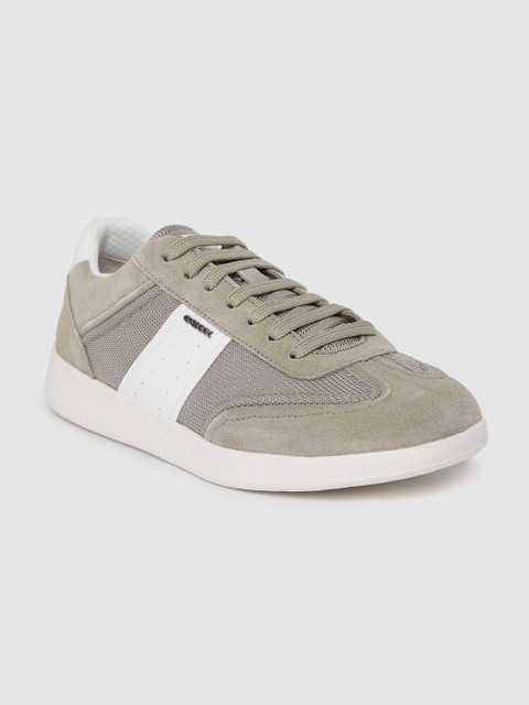 

Geox Men Grey & White Solid Sneakers