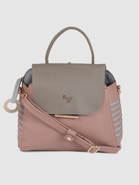 

Baggit Pink and Grey Colourblocked Satchel Cum Backpack