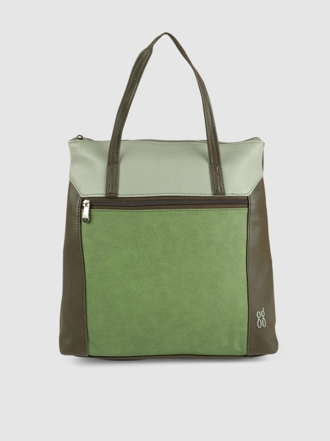 

Baggit Olive Green Colourblocked Handheld Bag