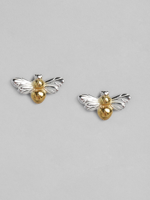

Accessorize Silver-Toned & Yellow Sterling Silver Oval Studs