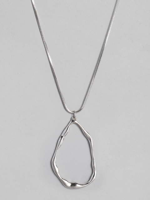 

Accessorize Women Silver-Toned Irregular Shaped Oval Pendant With Chain