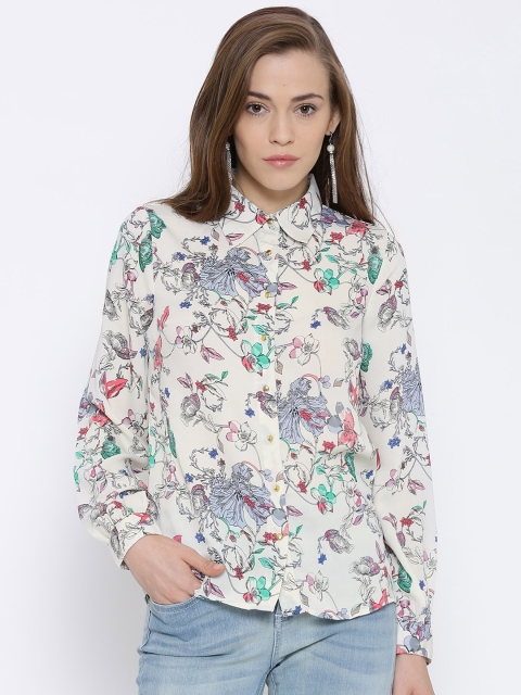 

Vero Moda Off-White Polyester Floral Print Shirt