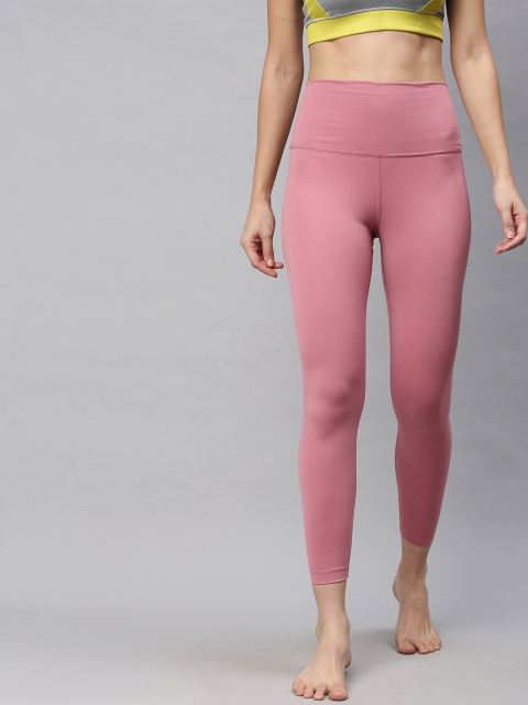 

Nike Women Pink Solid Cropped 7/8 Yoga Tights