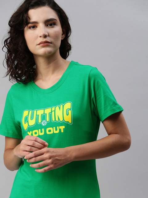

Kook N Keech Women Green Typography Printed T-shirt