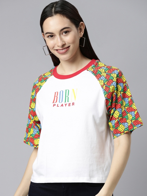 

Kook N Keech Women White Typography Printed Cotton T-shirt