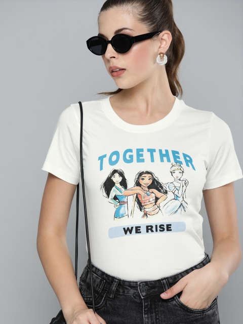 

Kook N Keech Disney Women White Printed Round Neck T-shirt