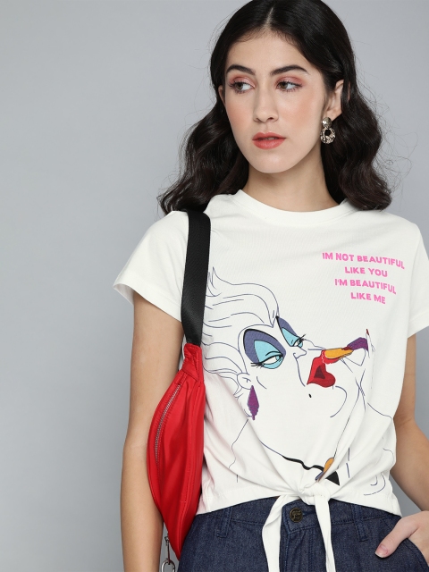 

Kook N Keech Disney Women White Printed Round Neck Pure Cotton T-shirt