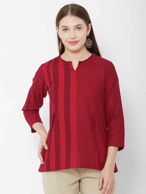 

Os Women Maroon Printed Pure Cotton Top