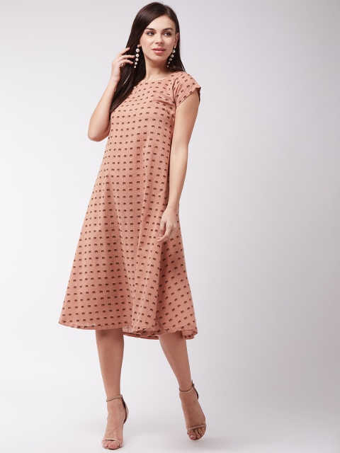 

InWeave Women Brown Printed Fit and Flare Dress