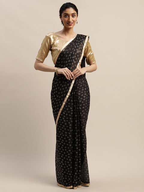 

DIVASTRI Black & Gold-Toned Silk Blend Embellished Saree