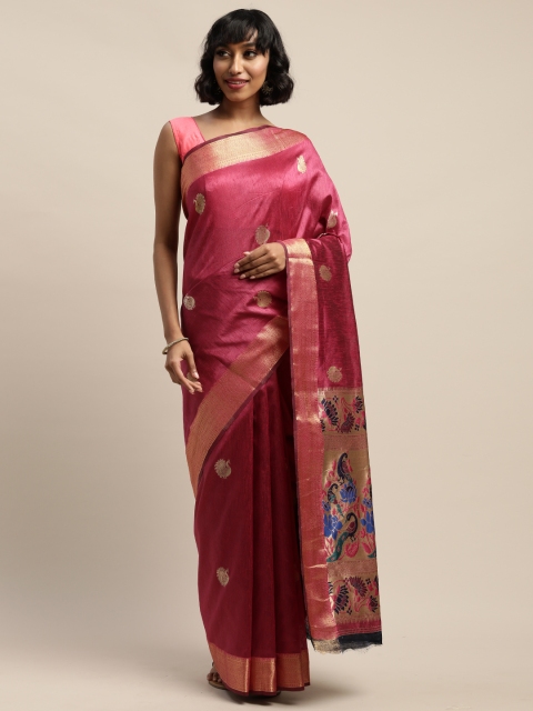 

DIVASTRI Pink Art Silk Woven Design Bhagalpuri Saree