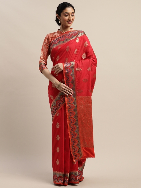 

DIVASTRI Red & Violet Poly Silk Woven Design Banarasi Saree