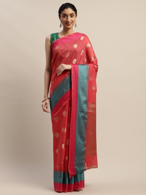 

DIVASTRI Red & Gold-Toned Woven Design Kanjeevaram Saree