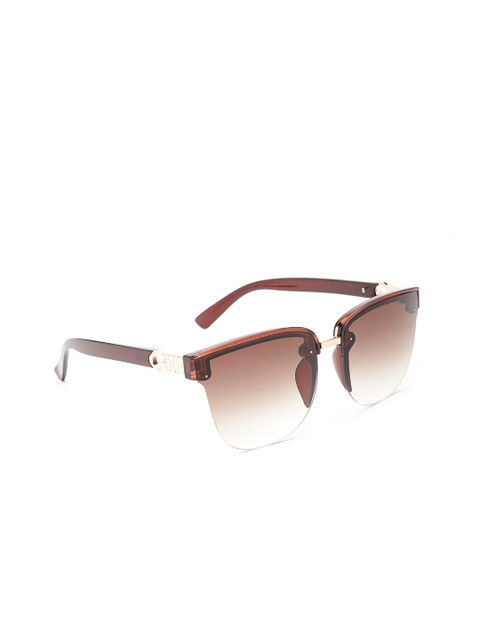 

Carlton London Women Half Rim Square Sunglasses A3074, Brown