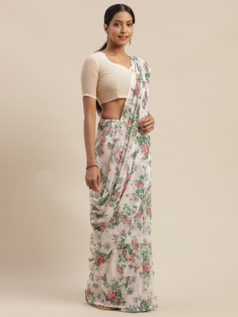 

SHAVYA Off-White Printed Pure Georgette Saree