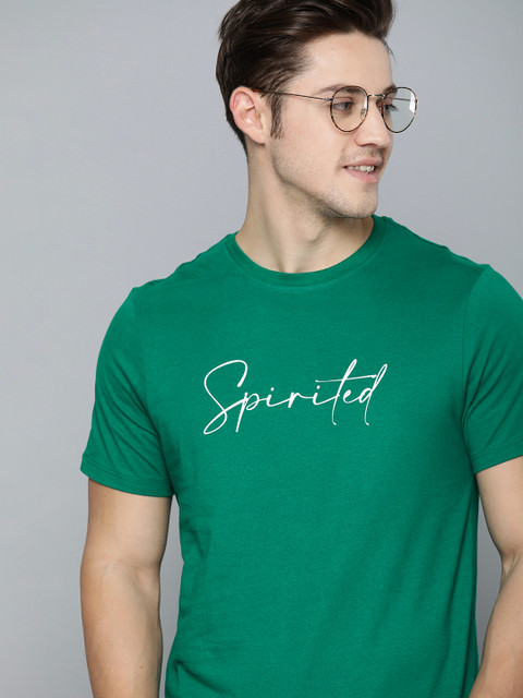 

Mast & Harbour Men Green Pure Cotton Solid Round Neck T-shirt