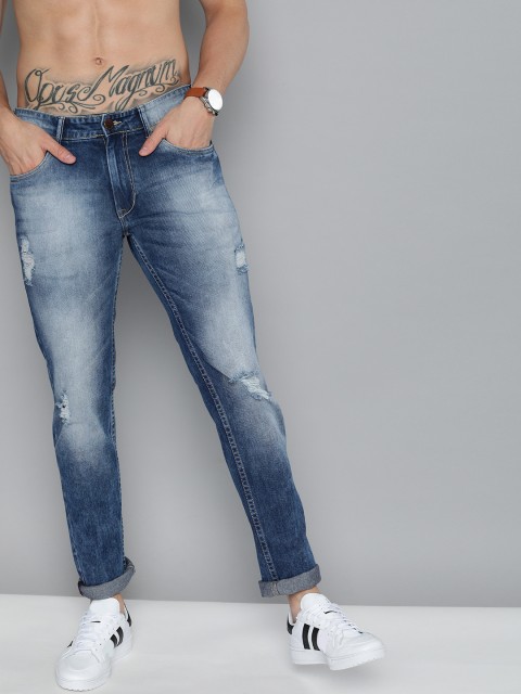

HERE&NOW Men Blue Slim Fit Mid-Rise Mildly Distressed Stretchable Jeans