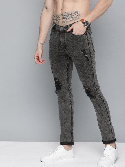 

HERE&NOW Men Black Skinny Fit Mid-Rise Clean Look Stretchable Jeans