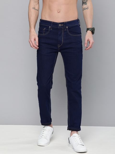 

HERE&NOW Men Navy Blue Slim Fit Mid-Rise Clean Look Stretchable Ankle-length Jeans