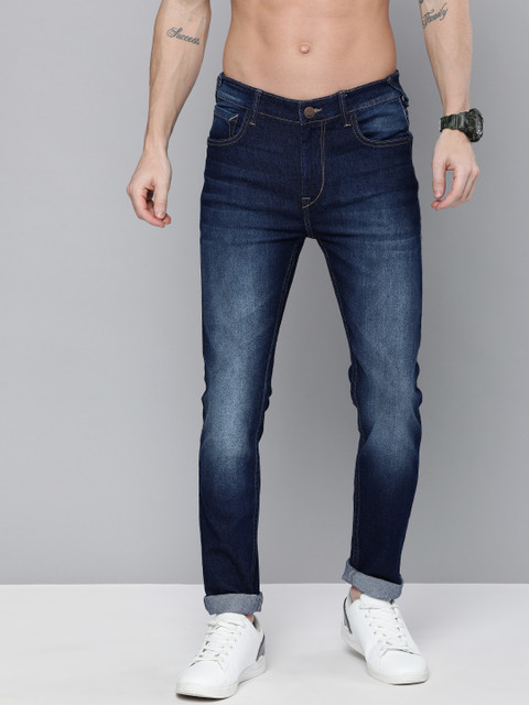 

HERE&NOW Men Blue Skinny Fit Mid-Rise Clean Look Stretchable Jeans