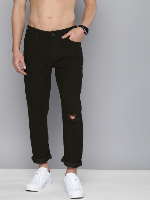 

HERE&NOW Men Black Slim Fit Mid-Rise Mildly Distressed Stretchable Jeans